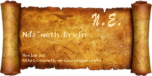 Németh Ervin névjegykártya